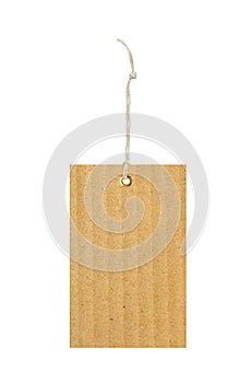 Cardboard tag with metal grommet isolated on white