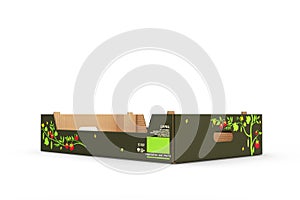 Cardboard tray box for vegetables and fruit isolated on white background 3d