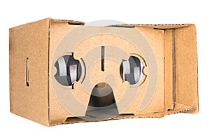 Cardboard virtual reality glasses isolated on white