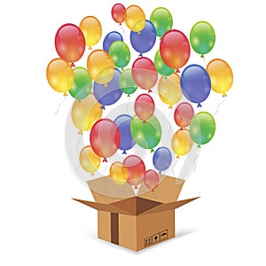 Cardbox and Colorful Balloons