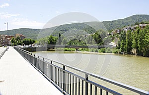 Cardener river as it passes through Suria, Bages region, Barcelona