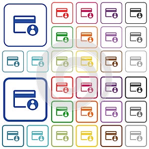 Cardholder of credit card outlined flat color icons