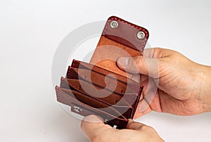 Cardholder wallet in Leather red