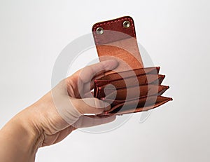 Cardholder wallet in Leather red