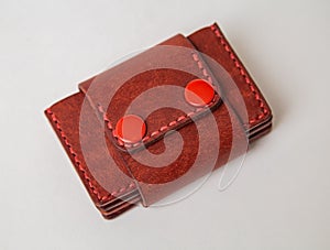 Cardholder wallet in Leather in red