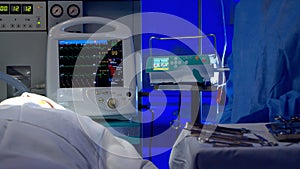 Cardiac monitor during surgery in operating room