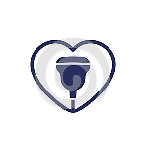 cardiac ultrasound or echocardiogram icon on white