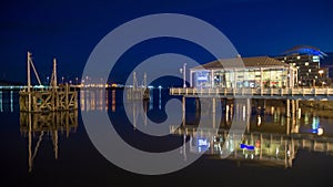 Cardiff bay during sunset in Cardiff, Wales