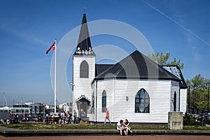 Norwegian Church Arts Centre at Cardiff Bay in a sunny day