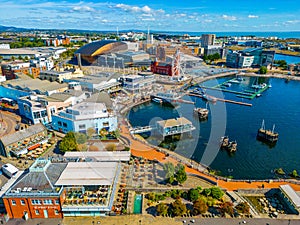 Cardiff, Wales, September 17, 2022: Panorama view of Cardiff bay