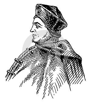 Cardinal Thomas Wolsey, vintage illustration photo