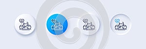 Cardio bike training line icon. Bicycle exercise sign. Line icons. Vector