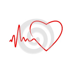 Cardio, heart, heart beat icon. Vector illustration, flat design.