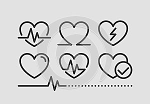 Cardio icon line design vector. Medical heart icons. Healthcare symbols