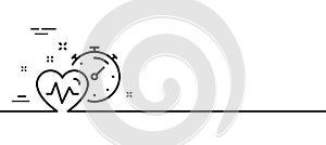 Cardio training timer line icon. Fat burning time sign. Minimal line pattern banner. Vector