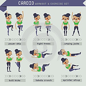 Cardio workout and exercise set