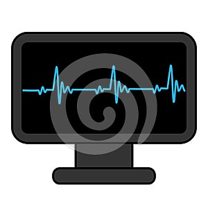 Cardiogram. Heart beat icon. Heartbeat line. Electrocardiogram on monitor