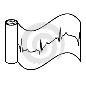 Cardiogram. Heart beat icon. Heartbeat line. Electrocardiogram on paper