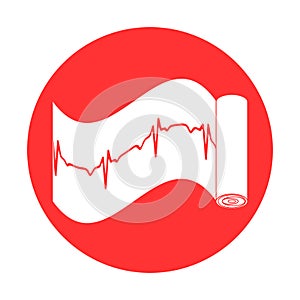 Cardiogram. Heart beat icon. Heartbeat line. Electrocardiogram on paper