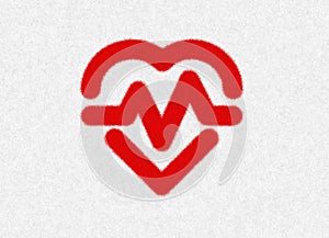 Cardiogram heart sign, healthcare and hospital symbol icon isolated in white background. Warning in breathing in a dangerous situa photo