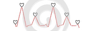 Cardiogram line consisting of red small hearts photo