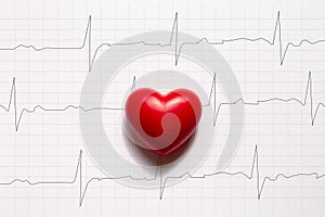 Cardiogram pulse trace and heart concept for a cardiovascular medical exam