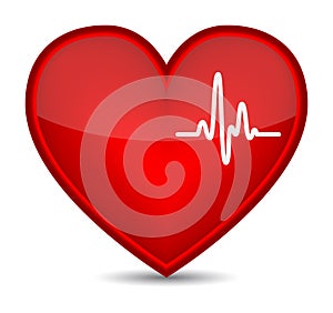 Cardiogram on red heart shape photo