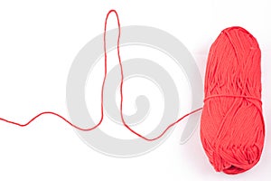 Cardiogram shaped thread and red skein