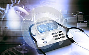 Cardiogram and stethoscope
