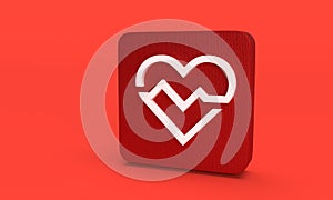 Cardiogram symbol with heart line rendering