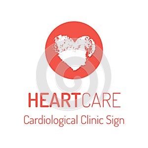 Cardiological clinic vector logo with the heart sign photo