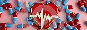 Cardiological pills and heart disease and normalization of heart rhythm
