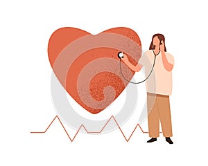 Cardiologist checking heart health. Cardiology concept. Doctor listening heartbeat at cardiovascular system examination