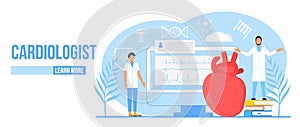 Cardiologist concept vector. Hypo-tension and hypertension disease illustration for cardiology homepage. Symptoms