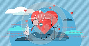 Cardiologist vector illustration. Mini person concept with heart health job