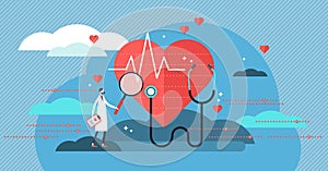 Cardiologist vector illustration. Mini person concept with heart health job photo