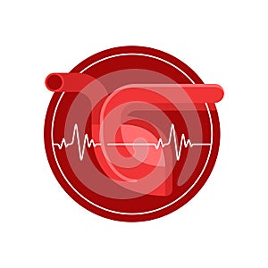 Cardiology centre icon - himan heart in circle