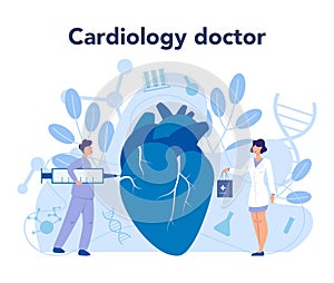 Cardiology concept. Cardiologist listen to heartbeat. Doctor deal
