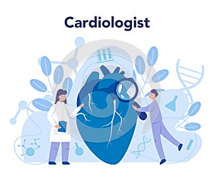 Cardiology concept. Cardiologist listen to heartbeat. Doctor deal