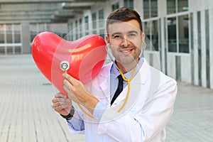 Cardiology concept with handsome doctor