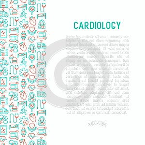 Cardiology concept with thin line icons set