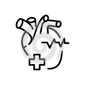 Cardiology department linear icon. Cardiology consultant. Medical diagnosis. Cardiac surgeon. Thin line customizable