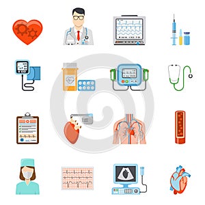 Cardiology Flat Icons Set