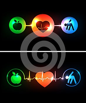 Cardiology health care symbols connected with hear photo