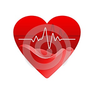 Cardiology logo - heart care isolated vector icom