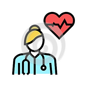 cardiology medical specialist color icon vector illustration