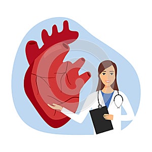 Cardiology treatment concept vector illustration on white background. Heart disease problem.