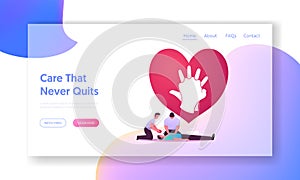 Cardiopulmonary Resuscitation Cpr Emergency Procedure Landing Page Template. Medic Character