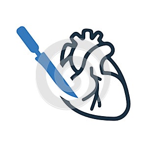 Cardiothoracic surgery, heart surgery icon. Simple editable vector design isolated on a white background