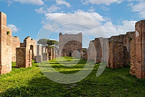 Cardo Maximus in Ostia Antica. Ruins of ancient roman city and port